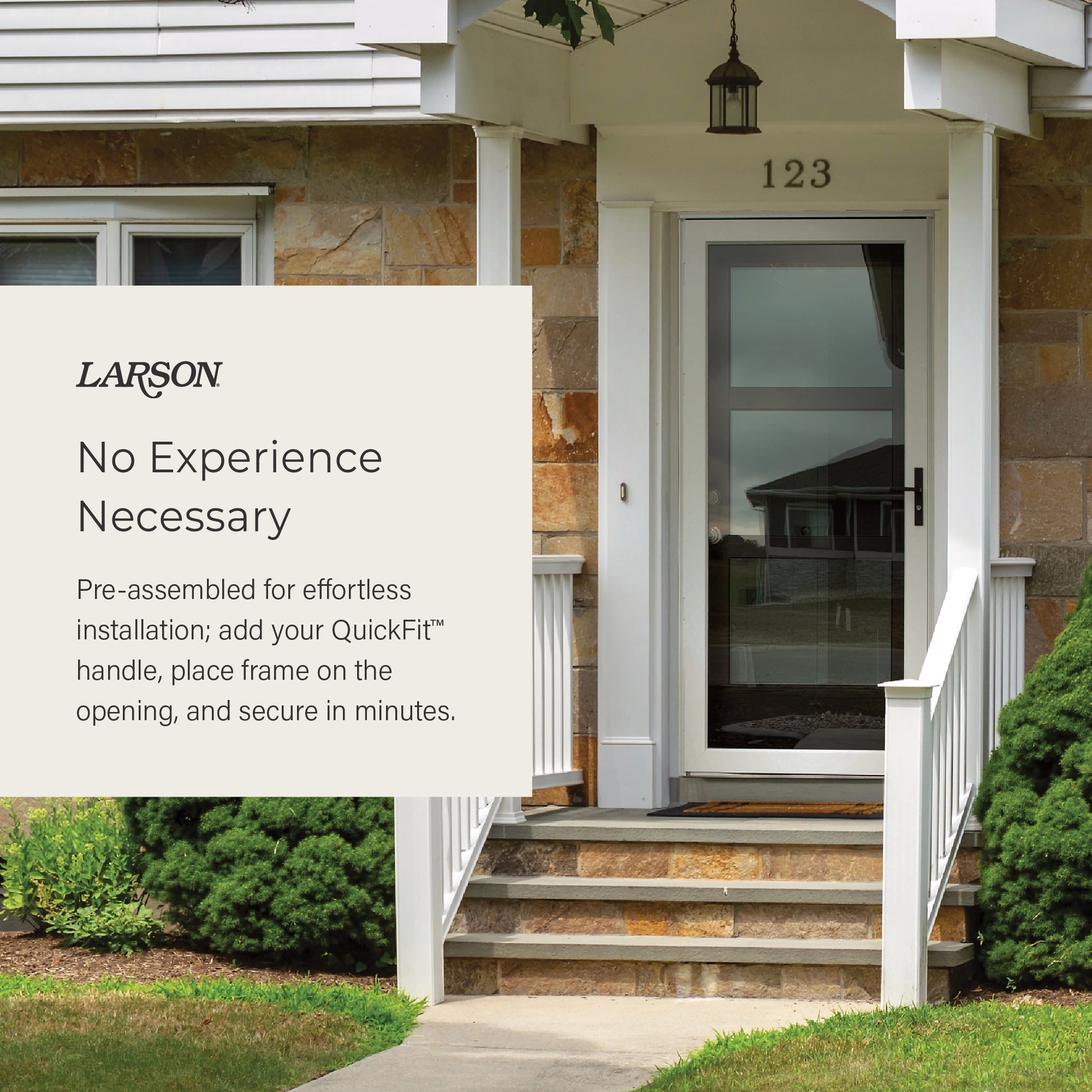 LARSON Platinum Fullview 36-in x 81-in White Linen Aluminum Left-hand Outswing/Right Hinge Storm Door with Interchangeable Screen ( No handle )