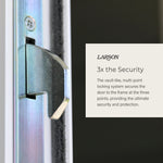 LARSON Platinum Fullview 36-in x 81-in White Linen Aluminum Left-hand Outswing/Right Hinge Storm Door with Interchangeable Screen ( No handle )