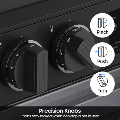 Samsung Bespoke 30-in 5 Burners 6-cu ft Self-cleaning Slide-in Smart Natural Gas Range (Stainless Steel), NSG6DG8100SR/AA *BD
