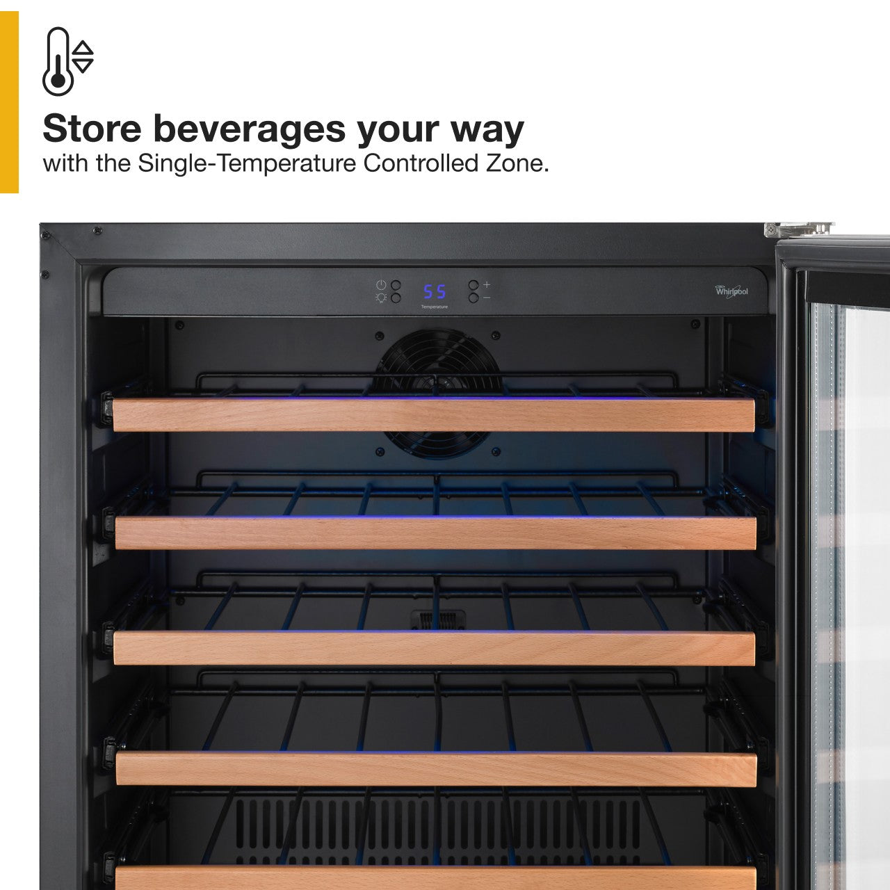Whirlpool 23.8125-in W 51-Bottles Black-on-stainless Built-In /freestanding Indoor Wine Cooler