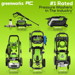 Greenworks 3000-PSI 2.0-GPM Cold Water Electric Pressure washer with 5 Spray Tips