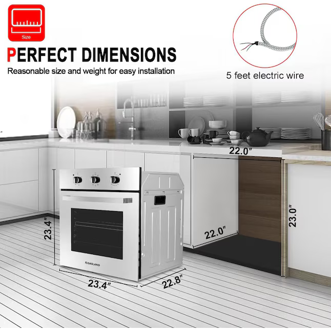 GASLAND 24-in Single Electric Wall Oven Single-fan (Stainless Steel), ES609MS *HD2509, Retail: $599.99 , FINAL PRICE: $399.99 + TAX