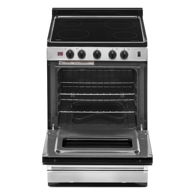 Whirlpool 24-in Glass Top 4 burners 2.96-cu ft Freestanding Electric Range (Stainless Steel), WFE500M4HS *JR2509, Retail: $1,699.00, FINAL PRICE: $849.99 + TAX