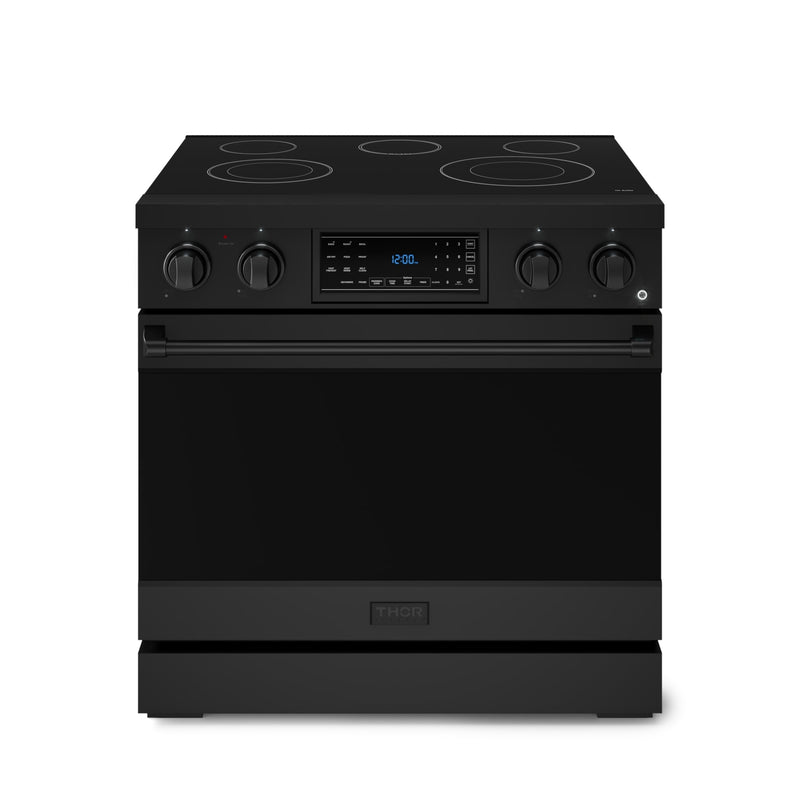 Thor Kitchen Gordon Ramsay Series 36-in Glass Top 5 burners 6-cu ft Air Fry Convection Oven Freestanding Electric Range ( Stainless