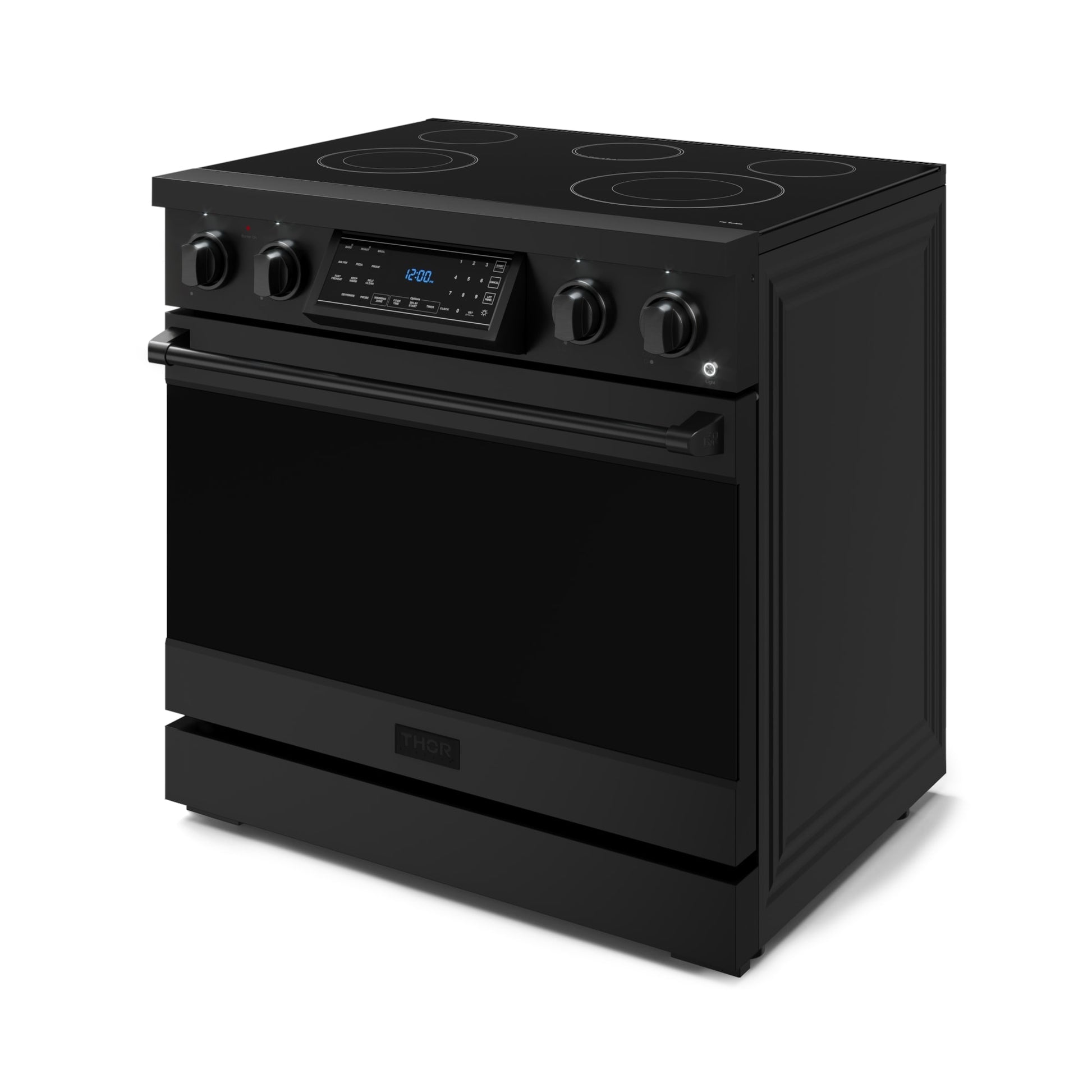 Thor Kitchen Gordon Ramsay Series 36-in Glass Top 5 burners 6-cu ft Air Fry Convection Oven Freestanding Electric Range ( Stainless