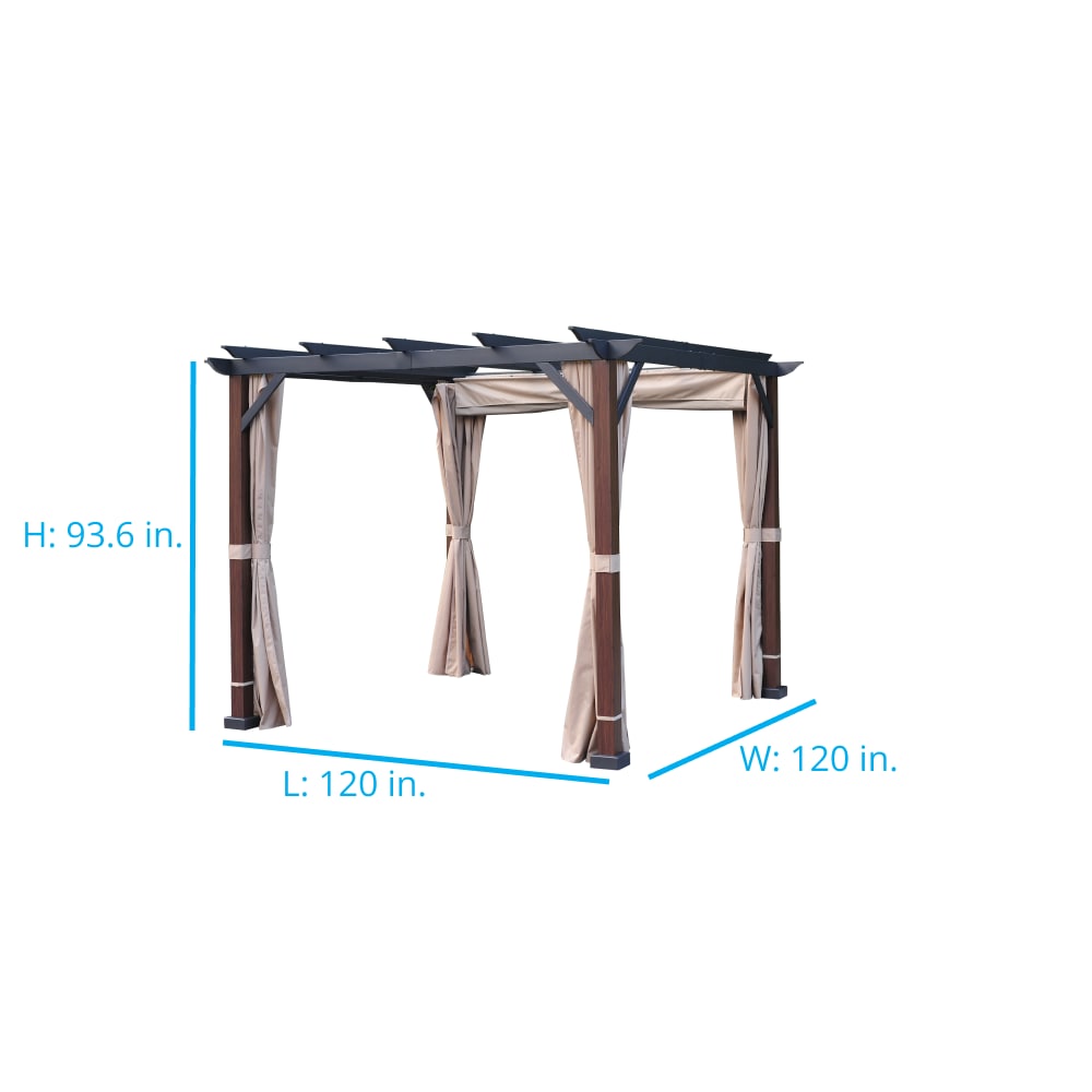 Alpine Reserve 10-ft W x 10-ft L x 7-ft 8-in H Wood grain posts,brown roof frame,light beige canopy,dark [FBM-300]