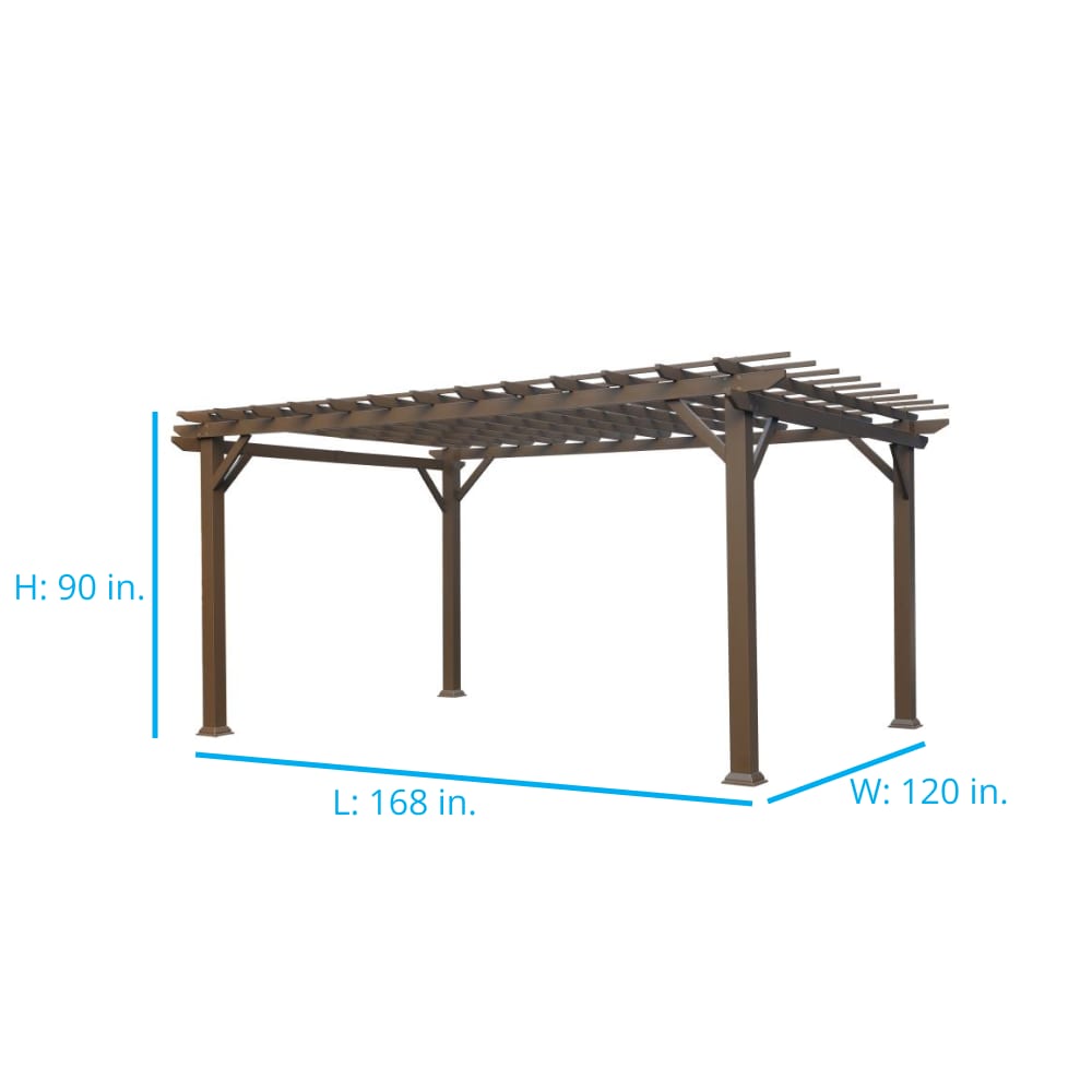 Style Selections 10-ft W x 14-ft L x 7-ft 6-in H Brown Metal Freestanding Pergola [FBM-243]