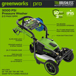 Greenworks 3000-PSI 2.0-GPM Cold Water Electric Pressure washer with 5 Spray Tips