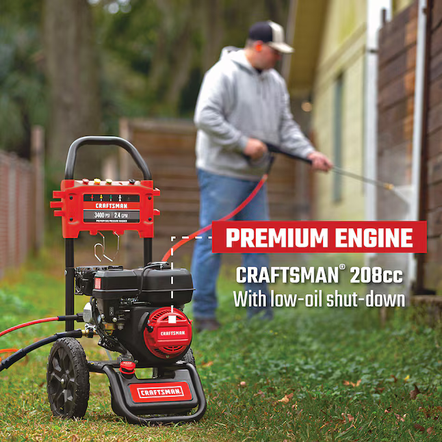 CRAFTSMAN Craftsman (49-State) 3400-PSI 2.4-GPM Cold Water Gas Pressure Washer with 5 Spray Tips, CMXGWFN061369 *JR2510, Retail: $459.00, FINAL PRICE: $299.99 + TAX