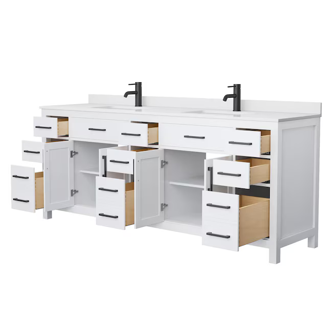Rose 84-in Double Sink Vanity with Engineered Carrara Top in White, ROSE3084WH [FB334], Retail: $2,299.00, FINAL PRICE: $1,599.99 + TAX
