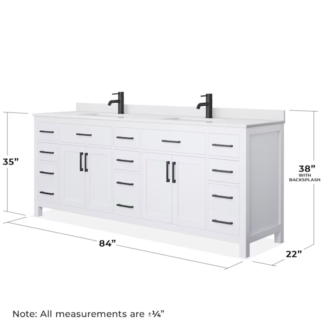 Rose 84-in Double Sink Vanity with Engineered Carrara Top in White, ROSE3084WH [FB334], Retail: $2,299.00, FINAL PRICE: $1,599.99 + TAX