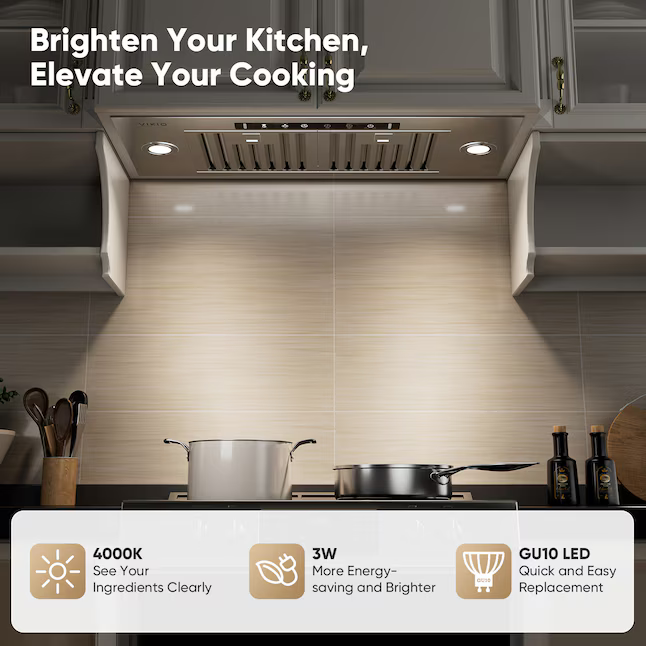 VIKIO 30-in Convertible 900-CFM Stainless Steel Insert Under Cabinet Range Hood with Charcoal Filter, E691-30-F82  RB12-30T  VKARB1230ST VIKB0130S *JR2508, Retail: $299.00, FINAL PRICE: $179.99 + TAX