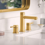 Moen Align Brushed Gold Widespread 2-handle WaterSense High-arc Residential Handle Bathroom Sink Faucet with Drain