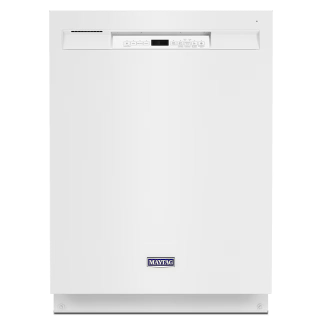 Maytag Dual Power Filtration 24-in Front Control Built-in Dishwasher ( White ) , PowerBlast, Sani Rinse , 50-Decibel