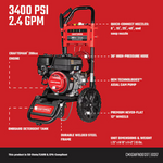CRAFTSMAN Craftsman (49-State) 3400-PSI 2.4-GPM Cold Water Gas Pressure Washer with 5 Spray Tips, CMXGWFN061369 *JR2510, Retail: $459.00, FINAL PRICE: $299.99 + TAX