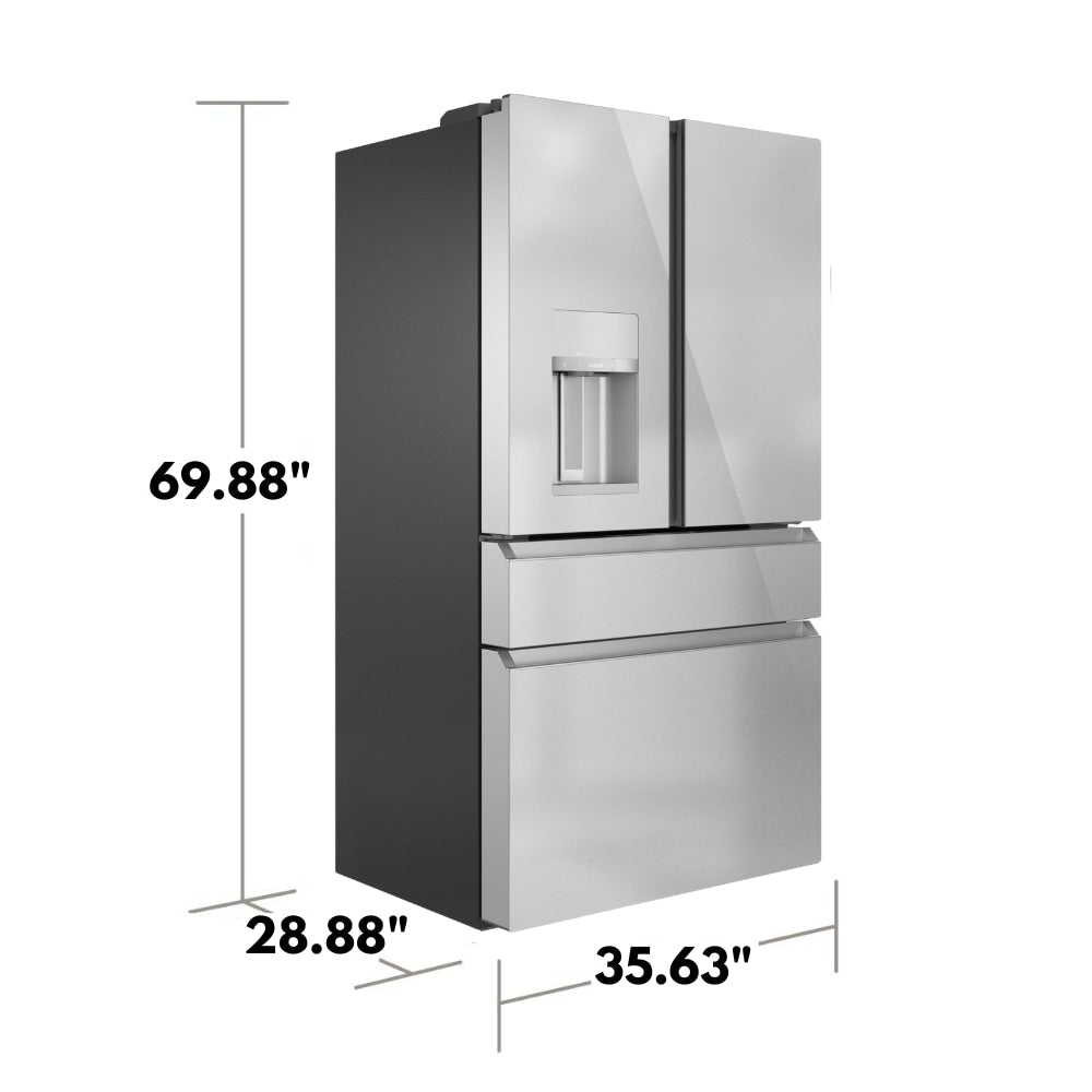 Cafe Counter-Depth 22.3-cu ft 36-in Wide French Door Refrigerator with Ice Maker ( Platinum Glass ) ENERGY STAR Certified