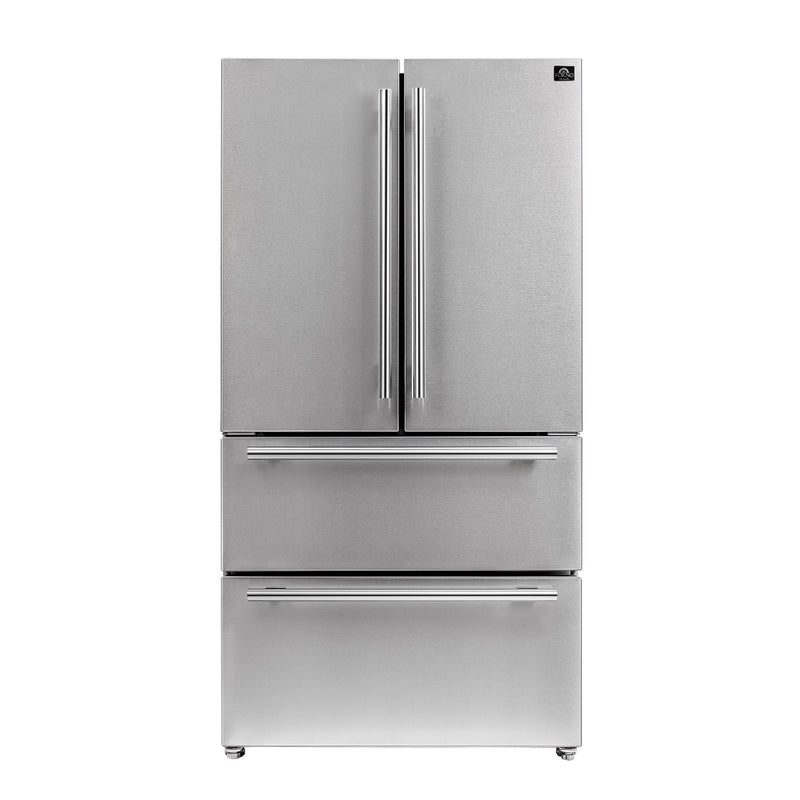 FORNO Counter-Depth Moena 19.2-cu ft 35.9-in Wide French Door Refrigerator with Ice