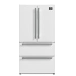 FORNO Counter-Depth Antique Brass and Stainless Steel Handles 19.2-cu ft 36-in Wide with Ice Maker ( White ) ENERGY STAR Certified