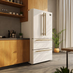 FORNO Counter-Depth Antique Brass and Stainless Steel Handles 19.2-cu ft 36-in Wide with Ice Maker ( White ) ENERGY STAR Certified