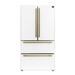 FORNO Counter-Depth Antique Brass and Stainless Steel Handles 19.2-cu ft 36-in Wide with Ice Maker ( White ) ENERGY STAR Certified
