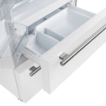 FORNO Counter-Depth Antique Brass and Stainless Steel Handles 19.2-cu ft 36-in Wide with Ice Maker ( White ) ENERGY STAR Certified