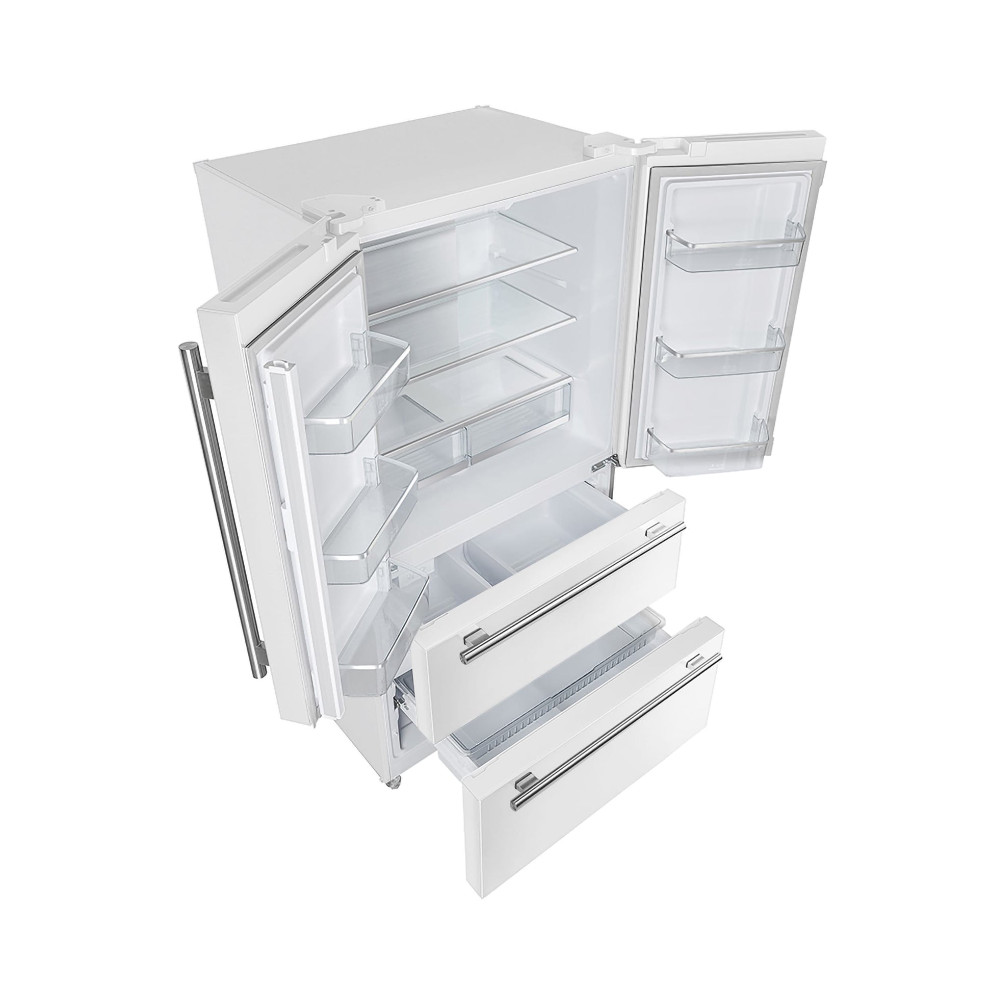 FORNO Counter-Depth Antique Brass and Stainless Steel Handles 19.2-cu ft 36-in Wide with Ice Maker ( White ) ENERGY STAR Certified
