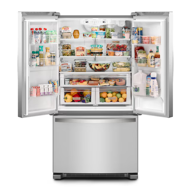 Whirlpool Standard-Depth 25.2-cu ft 3-Door French Door Refrigerator with Ice Maker (Stainless Steel), WRFF3036RZ/00 *JR2509, Retail: $2,299.00, FINAL PRICE: $1,049.99 + TAX
