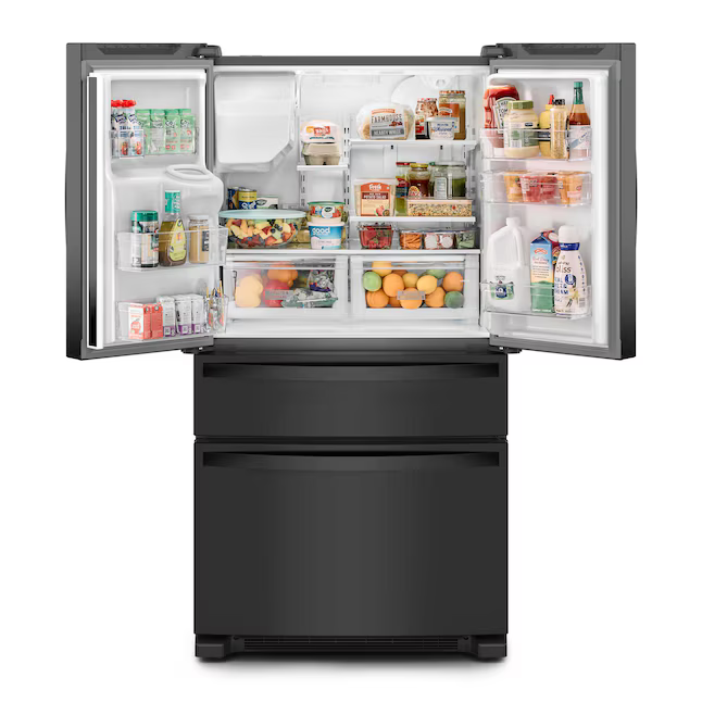 Whirlpool Standard-Depth 24.5-cu ft 4-Door French Door Refrigerator with Ice Maker with Water and Ice Dispenser (Black), WRMF3636RB/00 *JR2510, Retail: $2,999.00, FINAL PRICE: $1,499.99 + TAX