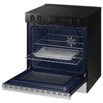 Samsung 30-in Glass Top 5 burners 6.3-cu ft Air Fry Convection Oven Slide-In Electric Range ( Stainless Steel )