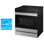 Samsung 30-in Glass Top 5 burners 6.3-cu ft Air Fry Convection Oven Slide-In Electric Range ( Stainless Steel )