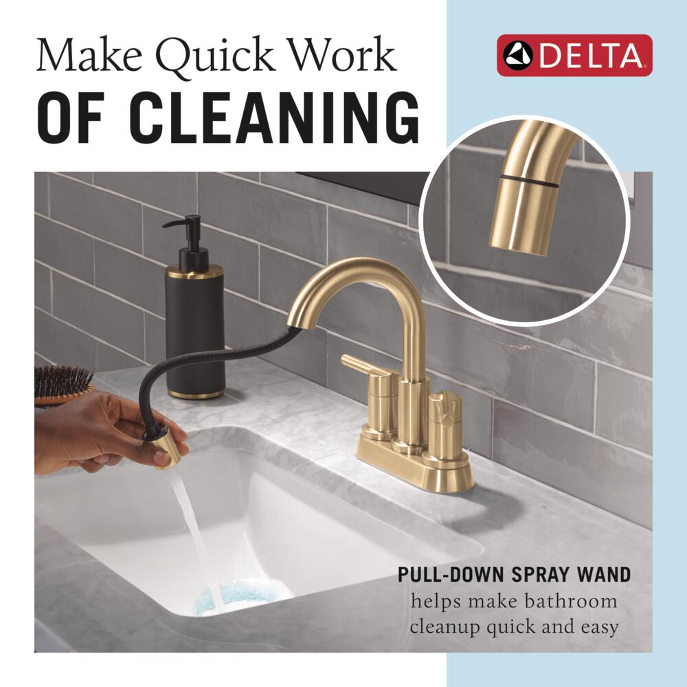 Delta Nicoli Two Handle Centerset Pull-Down Bathroom Faucet in Champagne Bronze, 25749LF-CZPD, MRSP: $174.90, FINAL PRICE: $79.99 + TAX