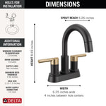 Delta Nicoli Two Handle Centerset Pull-Down Bathroom Faucet in Matte Black & Champagne Bronze