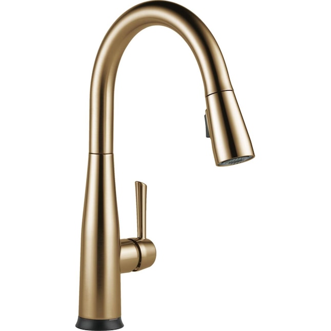 Delta Essa Champagne Bronze Single Handle Deck-mount Touchless Pull-down Kitchen Faucet with Sprayer (Includes Deck Plate)