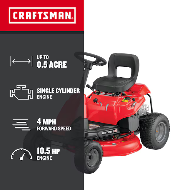 CRAFTSMAN R110 30-in 10.5-HP Single Cylinder Gas Lawn Tractor, CMXGRAM1130035 *JR2510, Retail: $2,049.00, FINAL PRICE: $1,399.99 + TAX