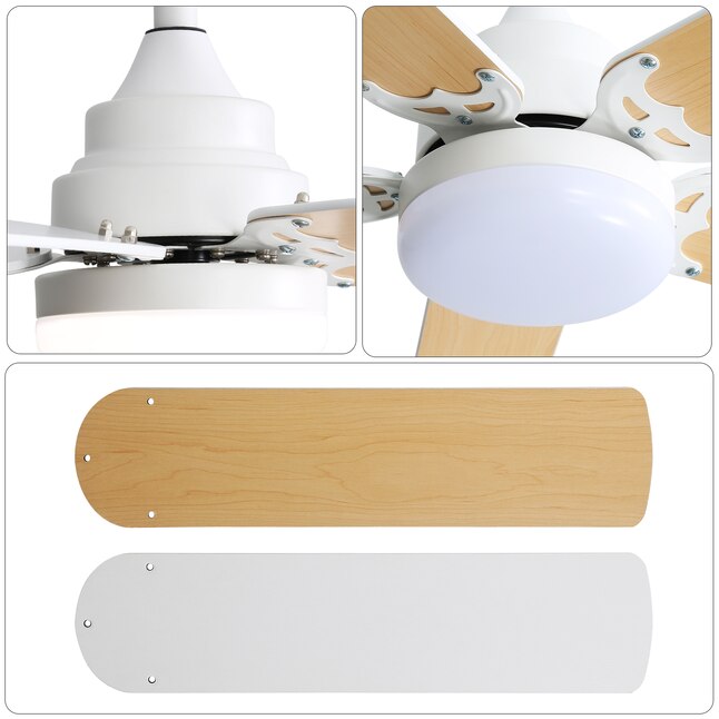 Yardreeze 42-in White with Light Brown Blades Plug-in Ceiling Fan With Light and Remote (5-Blade), KBS-42K009-WH-DC-N *HD2510, Retail: $136.99, FINAL PRICE: $79.99 + TAX