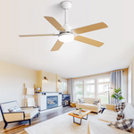 Yardreeze 42-in White with Light Brown Blades Plug-in Ceiling Fan With Light and Remote (5-Blade), KBS-42K009-WH-DC-N *HD2510, Retail: $136.99, FINAL PRICE: $79.99 + TAX