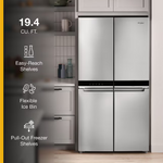 Whirlpool Counter-Depth 19.4-cu ft 4 -Door 36-in Wide French Door Refrigerator with Ice Maker ( Fingerprint-Resistant Stainless Finish ) ENERGY STAR Certified