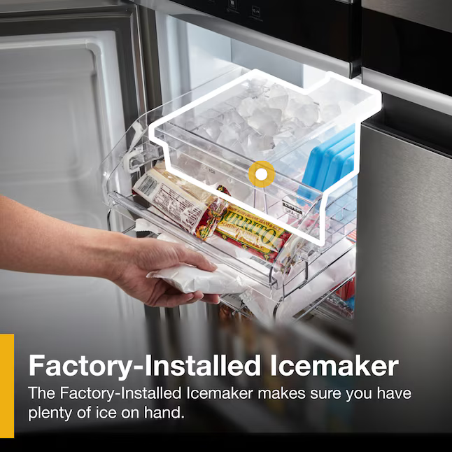 Whirlpool Counter-Depth 19.4-cu ft 4 -Door 36-in Wide French Door Refrigerator with Ice Maker ( Fingerprint-Resistant Stainless Finish ) ENERGY STAR Certified
