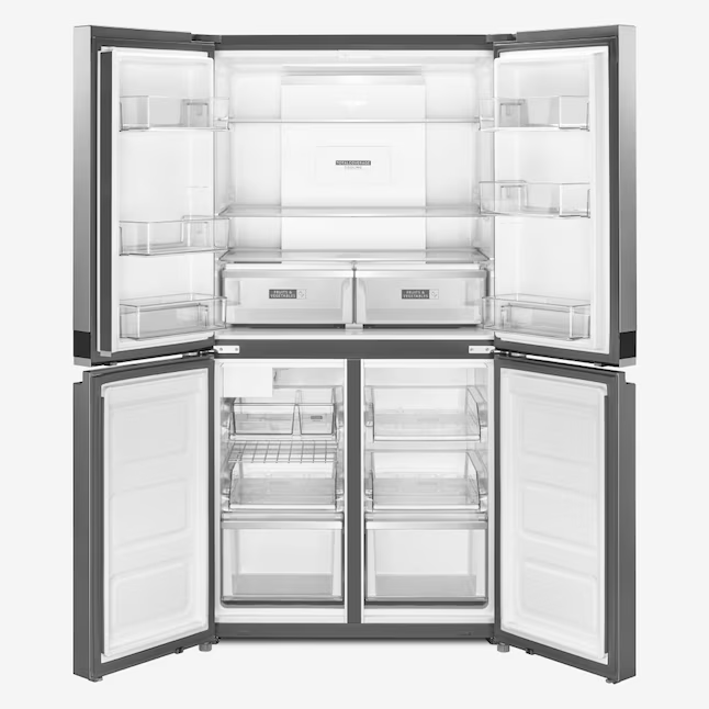 Whirlpool Counter-Depth 19.4-cu ft 4 -Door 36-in Wide French Door Refrigerator with Ice Maker ( Fingerprint-Resistant Stainless Finish ) ENERGY STAR Certified