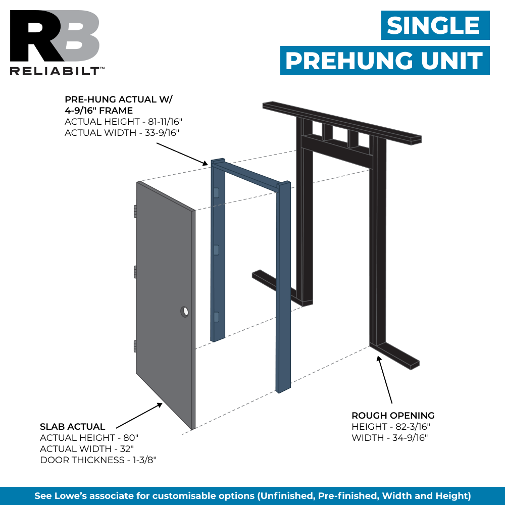 RELIABILT 32-in x 80-in Hollow core Flush Left hand Smooth Unfinished Hardboard Flat Jamb Single Prehung Interior Door