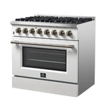 FORNO Galiano 36-in Standard 6 burners Convection Oven Freestanding Dual Fuel Range ( White )