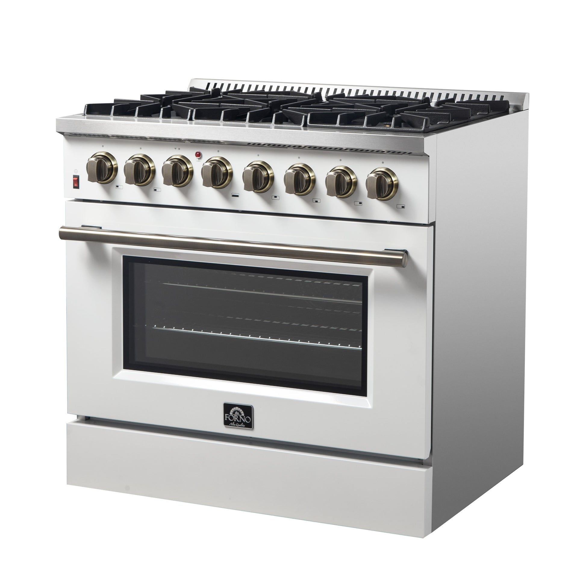 FORNO Galiano 36-in Standard 6 burners Convection Oven Freestanding Dual Fuel Range ( White )
