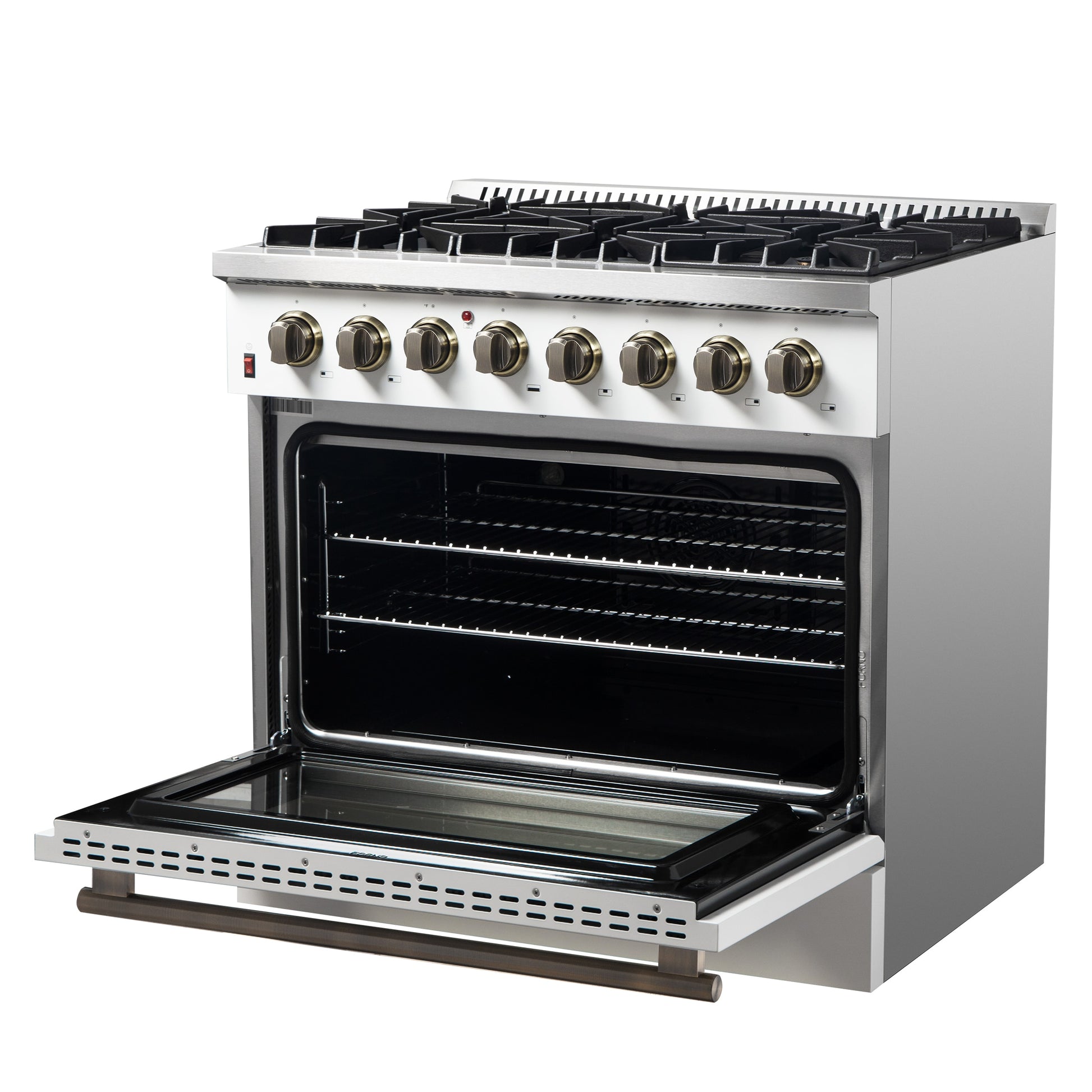 FORNO Galiano 36-in Standard 6 burners Convection Oven Freestanding Dual Fuel Range ( White )