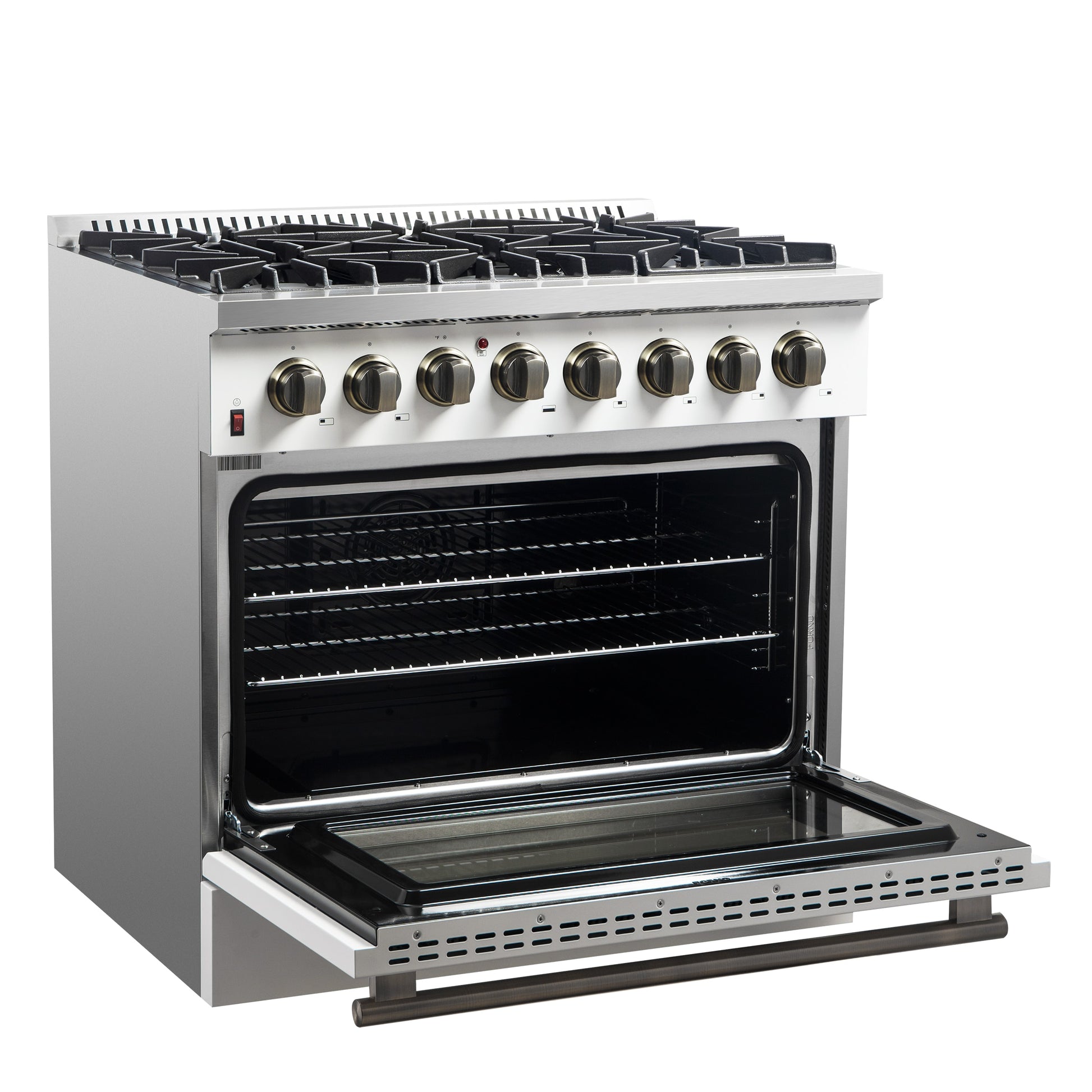FORNO Galiano 36-in Standard 6 burners Convection Oven Freestanding Dual Fuel Range ( White )