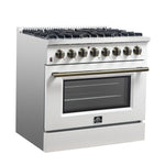 FORNO Galiano 36-in Standard 6 burners Convection Oven Freestanding Dual Fuel Range ( White )