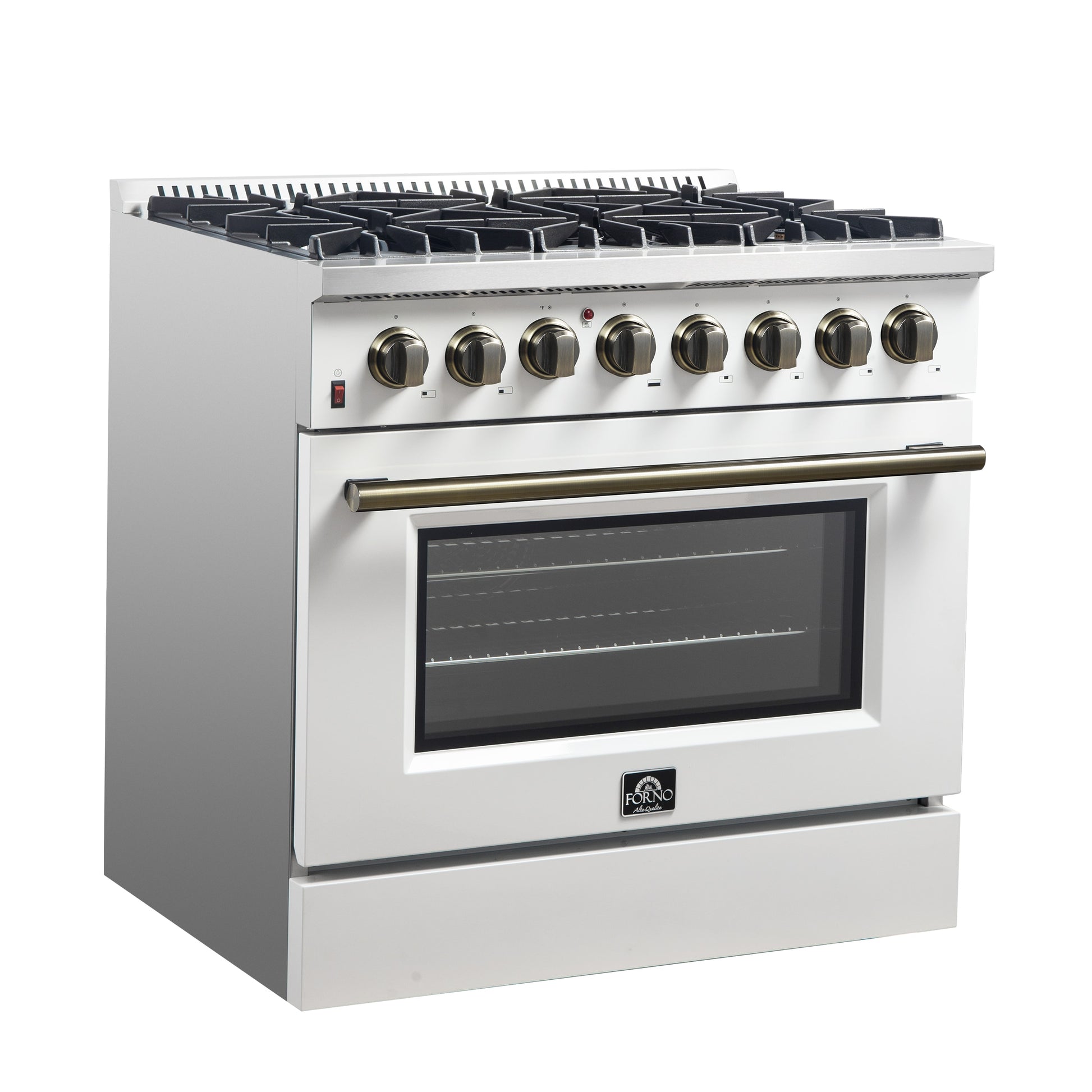 FORNO Galiano 36-in Standard 6 burners Convection Oven Freestanding Dual Fuel Range ( White )