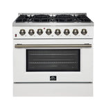 FORNO Galiano 36-in Standard 6 burners Convection Oven Freestanding Dual Fuel Range ( White )