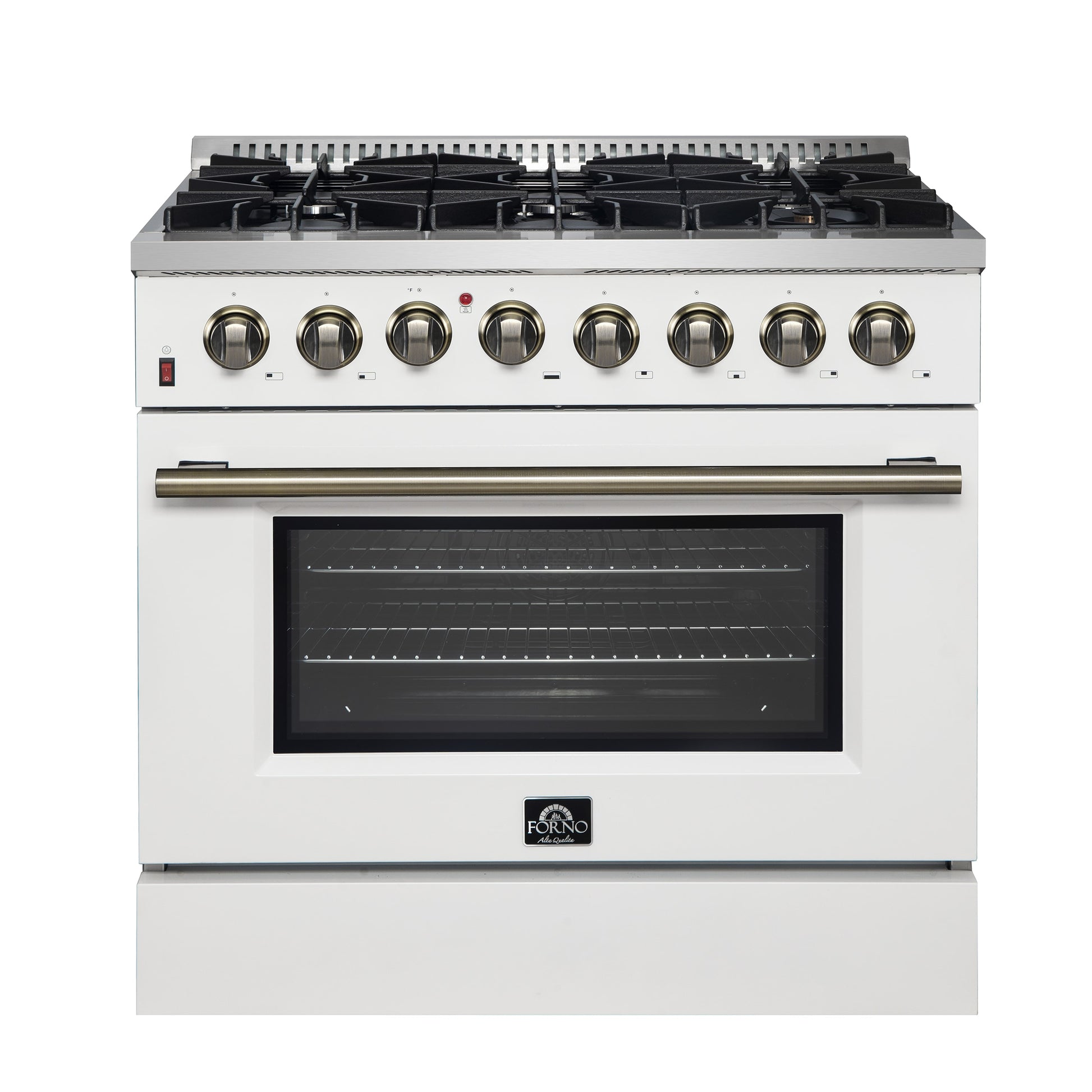 FORNO Galiano 36-in Standard 6 burners Convection Oven Freestanding Dual Fuel Range ( White )