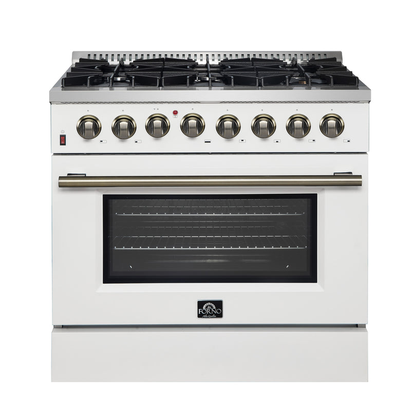 FORNO Galiano 36-in Standard 6 burners Convection Oven Freestanding Dual Fuel Range ( White )