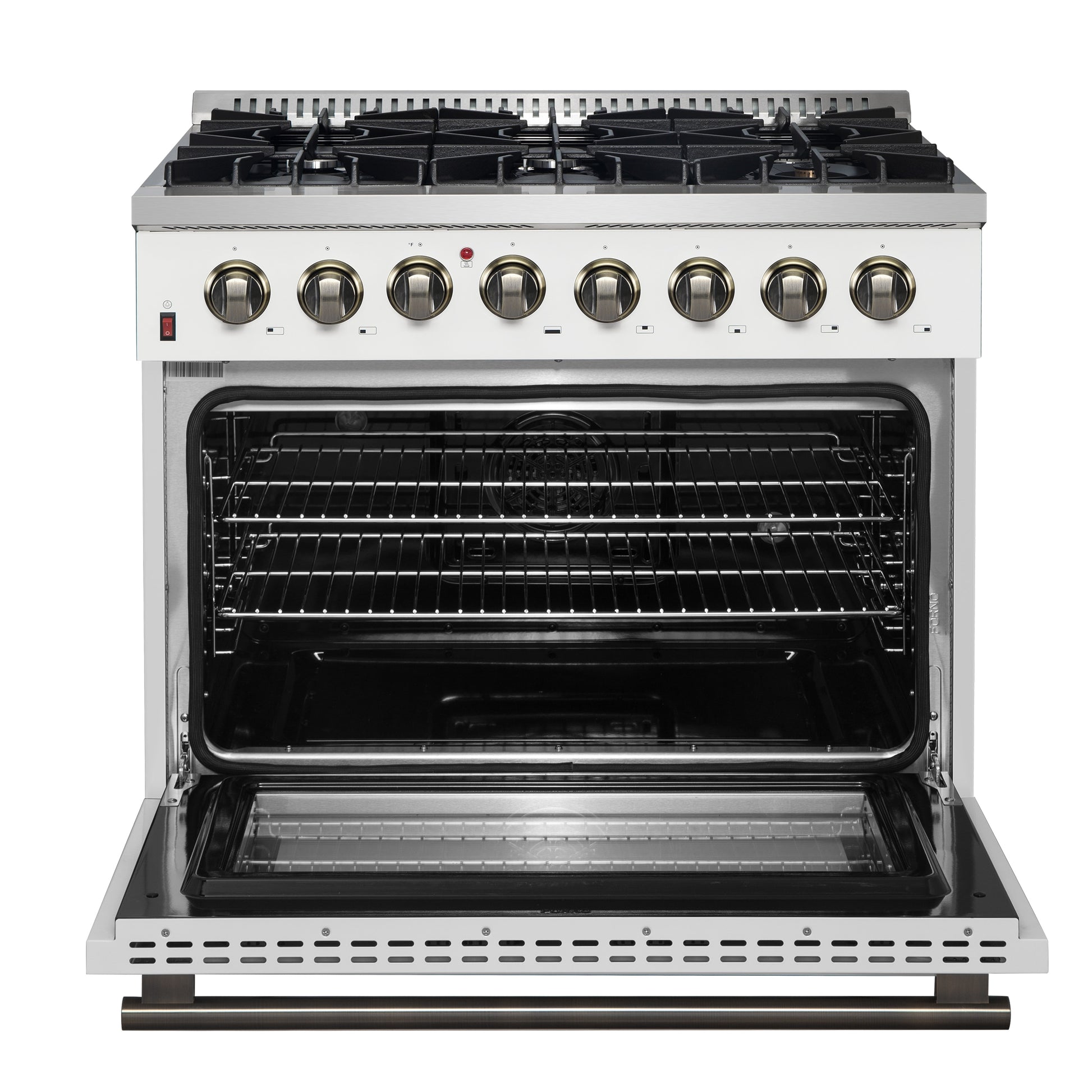 FORNO Galiano 36-in Standard 6 burners Convection Oven Freestanding Dual Fuel Range ( White )